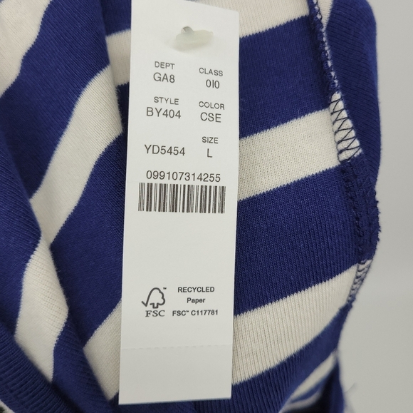 J.Crew Women Perfect-fit elbow-sleeve T-shirt in stripe with gold buttons Size L - Picture 9 of 11